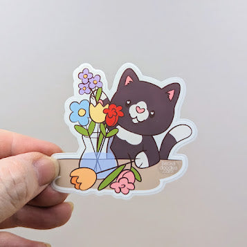 Flower Designer Cat Sticker