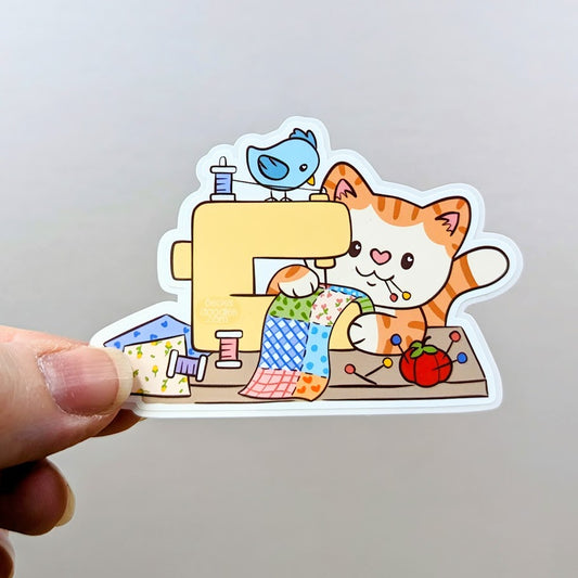 Sewing Cat Sticker