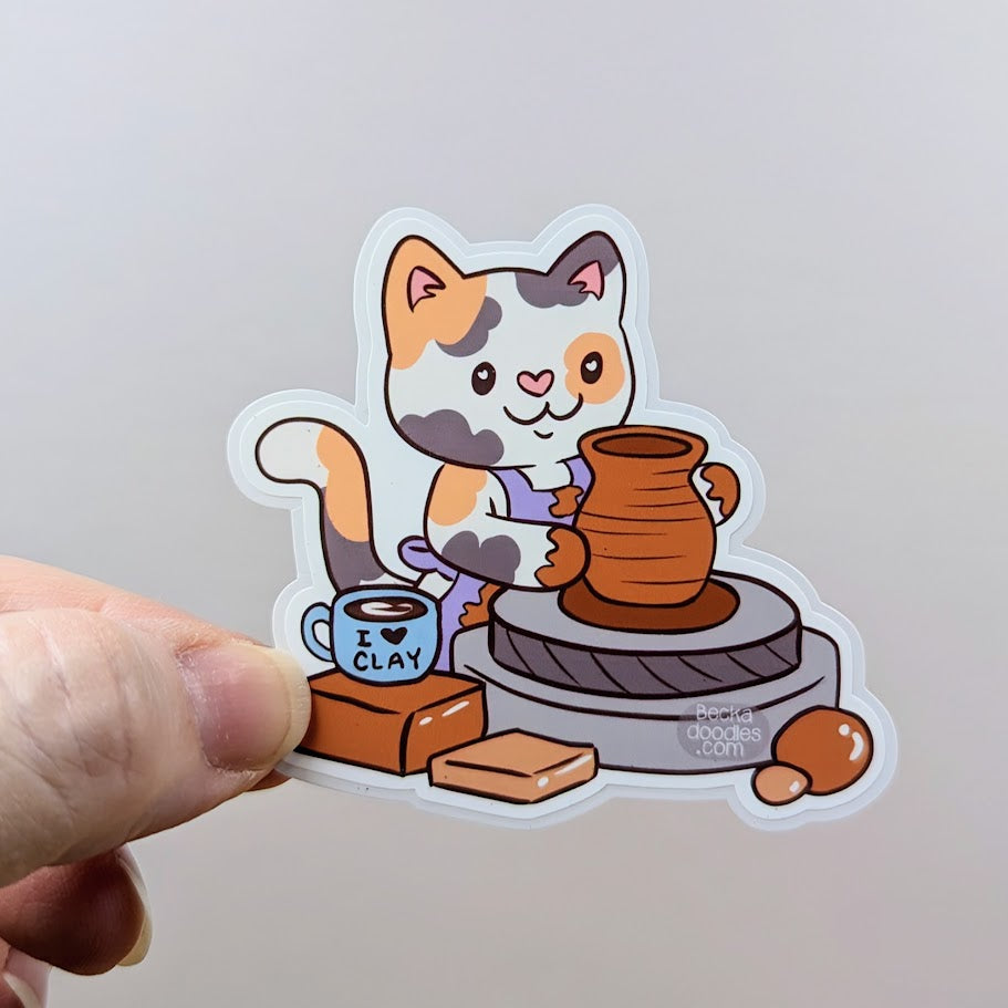 Pottery Cat Sticker