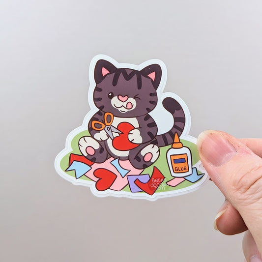 Paper Crafting Cat Sticker