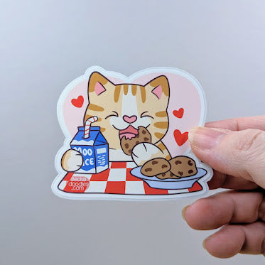 Milk and Cookies Cat Sticker