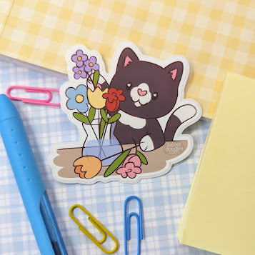 Flower Designer Cat Sticker