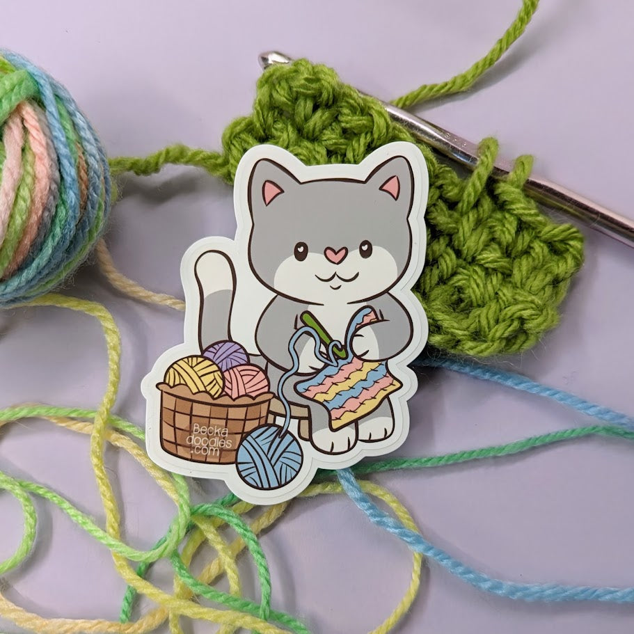 Crochet Cat Sticker