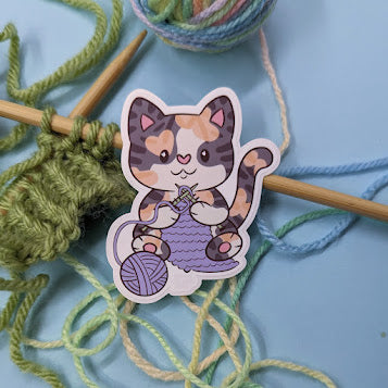 Knitting Cat Sticker