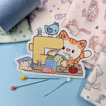 Sewing Cat Sticker
