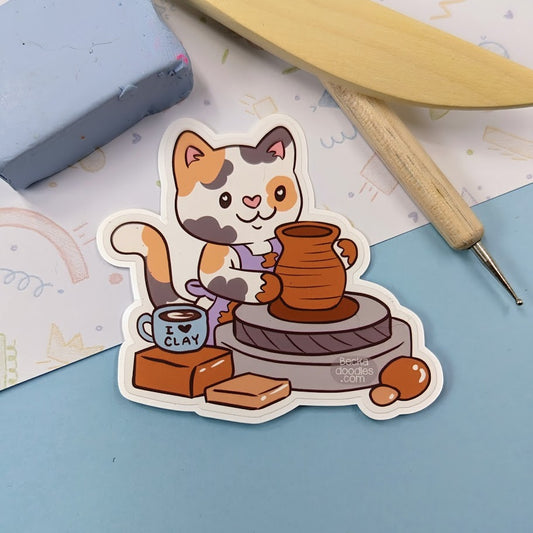 Pottery Cat Sticker