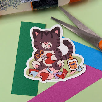 Paper Crafting Cat Sticker