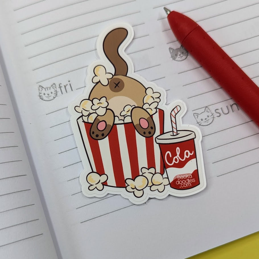Popcorn Cat Sticker