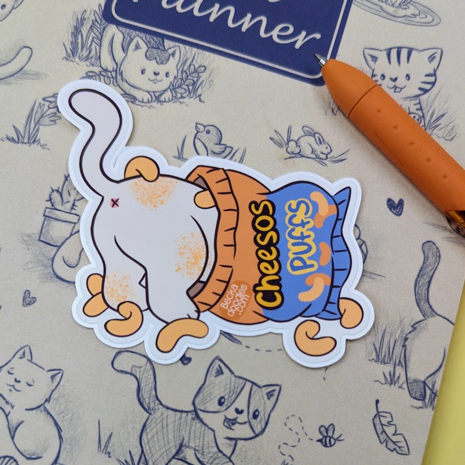 Cheesy Puffs Cat Sticker