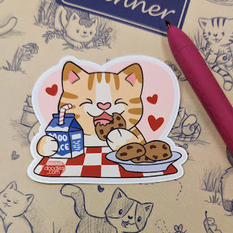 Milk and Cookies Cat Sticker