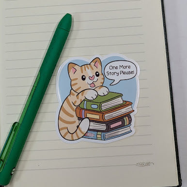 One More Story Cat Sticker