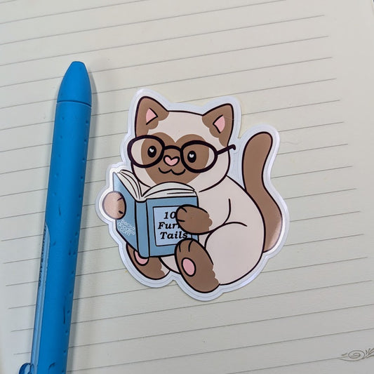 Book Nerd Siamese Cat Sticker