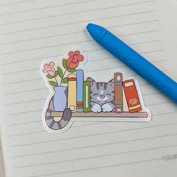 Bookshelf Cat Sticker
