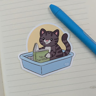Litter Box Reader Cat Sticker