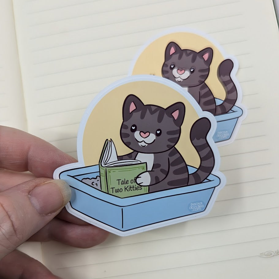 Litter Box Reader Cat Sticker