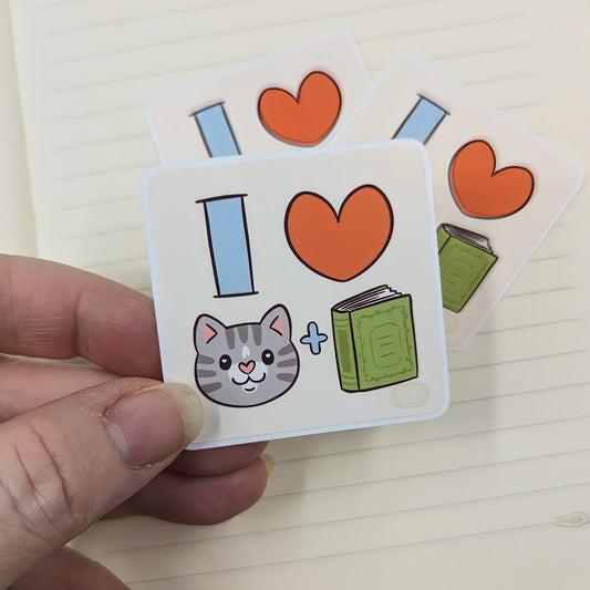 I Heart Cats and Books Sticker