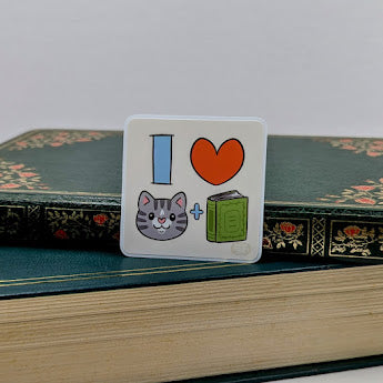 I Heart Cats and Books Sticker