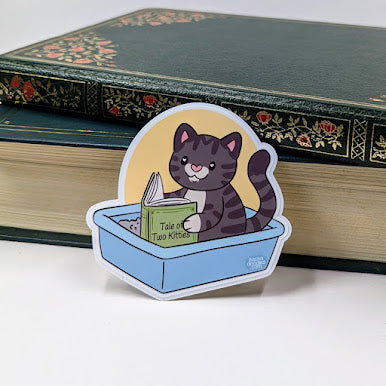 Litter Box Reader Cat Sticker