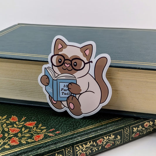 Book Nerd Siamese Cat Sticker