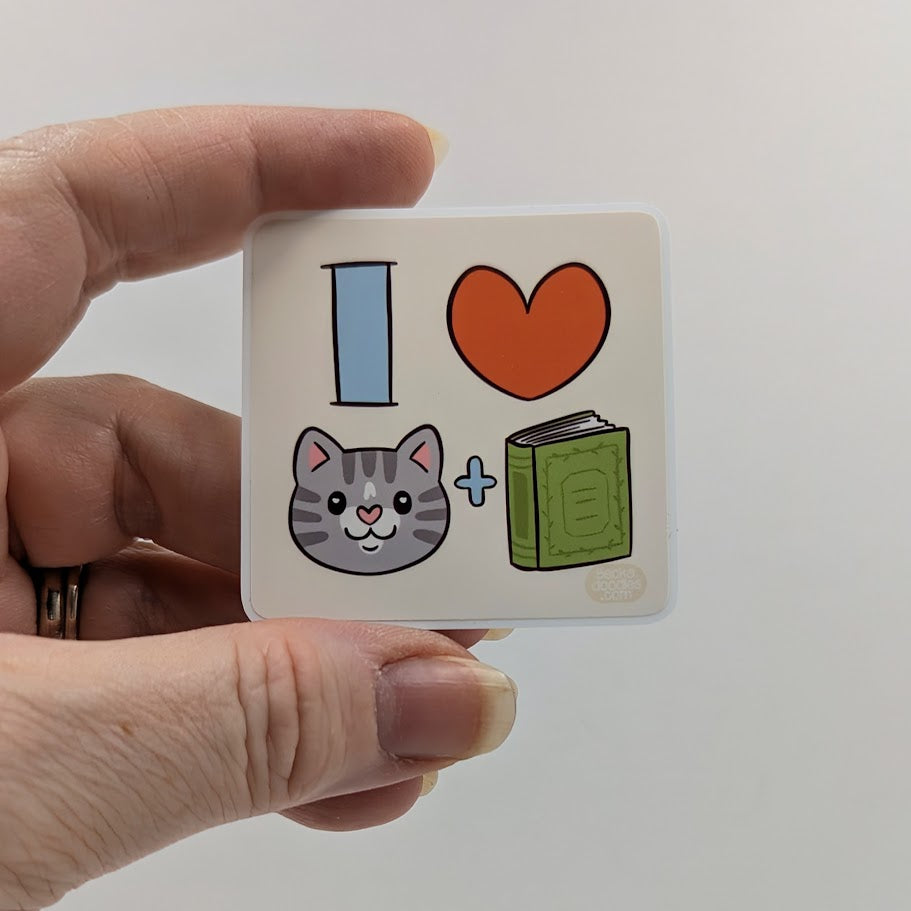 I Heart Cats and Books Sticker