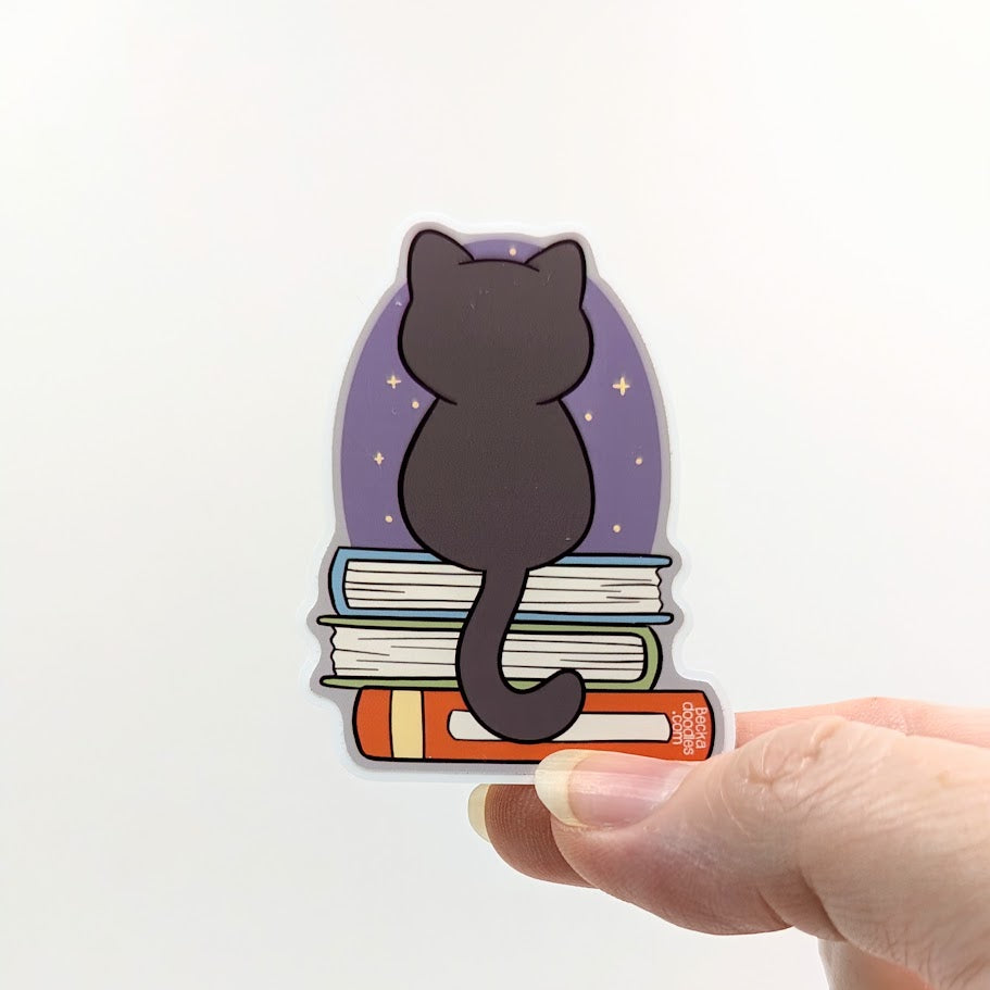Moonlight Book Cat Sticker