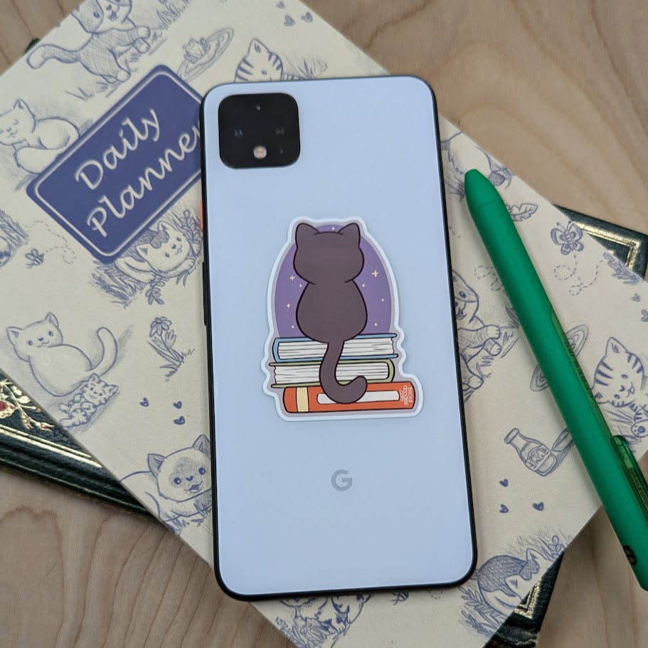 Moonlight Book Cat Sticker