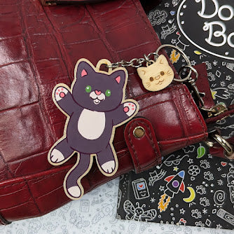Tuxedo Cat Wooden Keychain