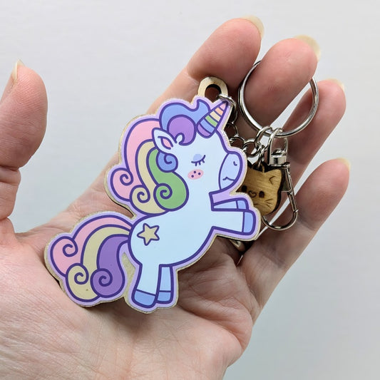 Unicorn Wooden Keychain