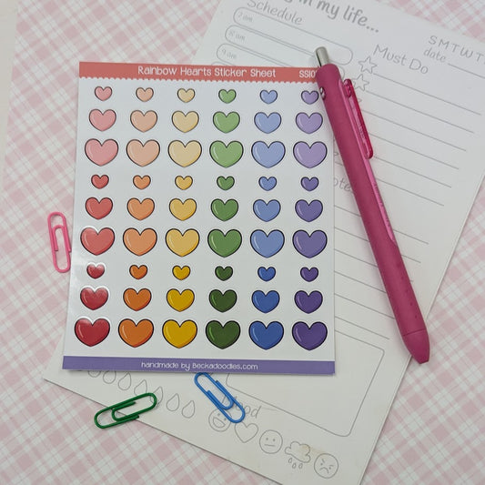 Rainbow Hearts Sticker Sheet