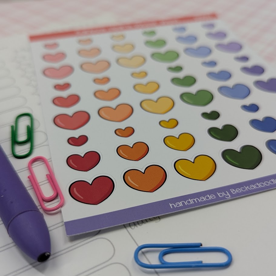 Rainbow Hearts Sticker Sheet
