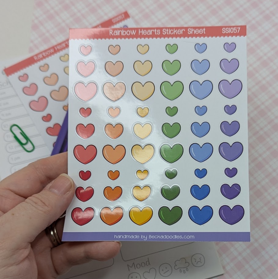 Rainbow Hearts Sticker Sheet