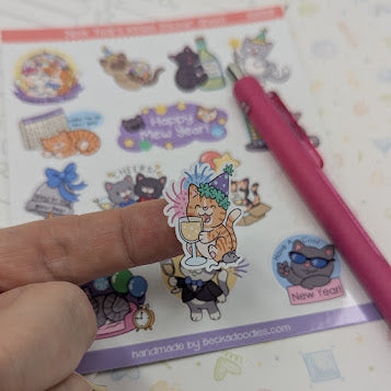 New Years Cats Sticker Sheet