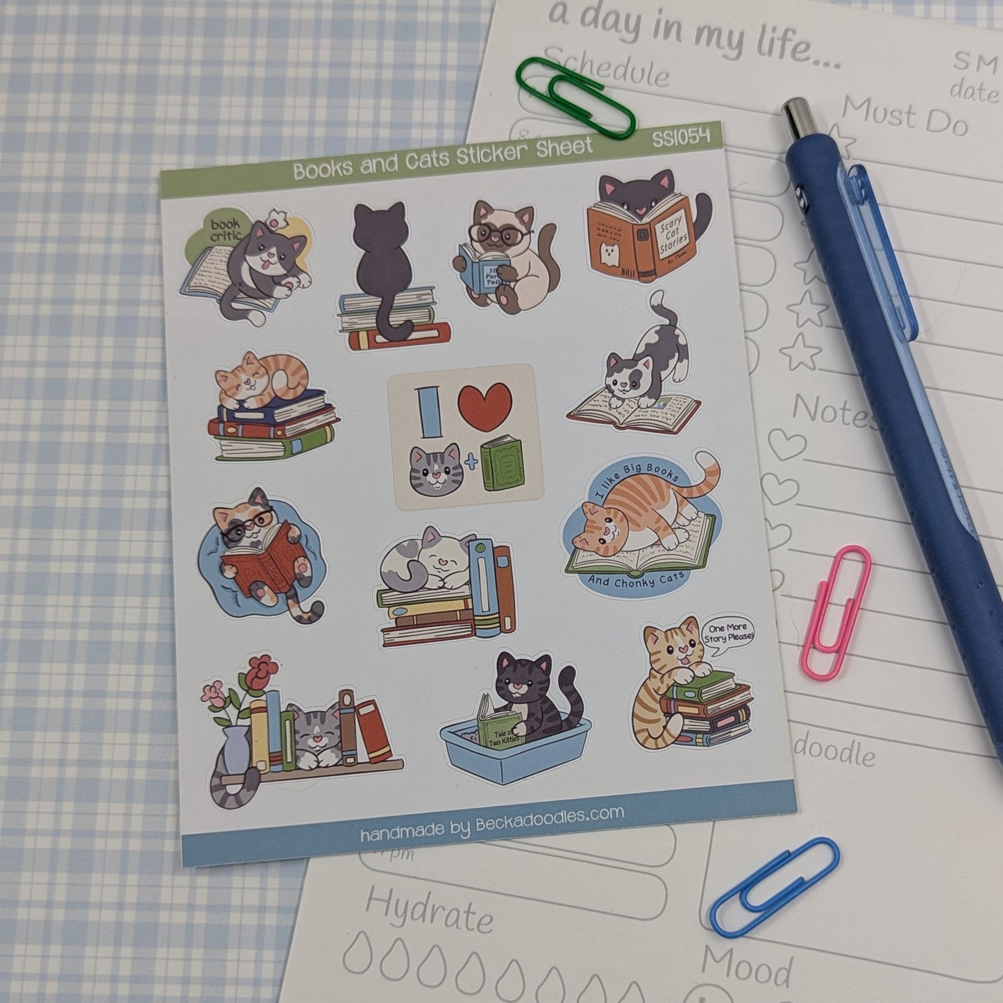 Books and Cats Sticker Sheet