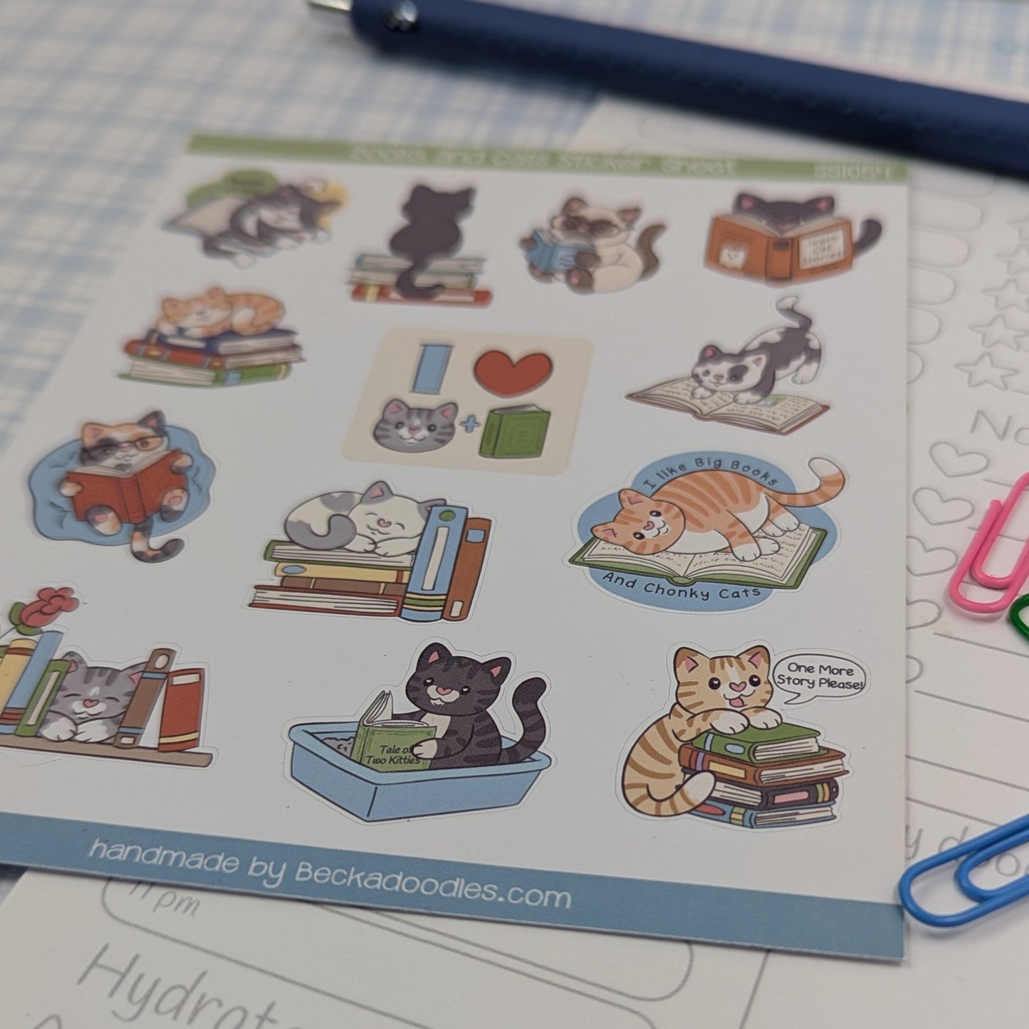 Books and Cats Sticker Sheet