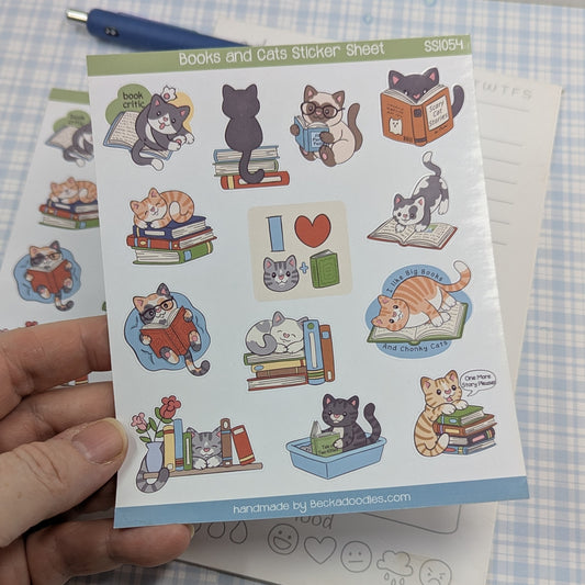 Books and Cats Sticker Sheet