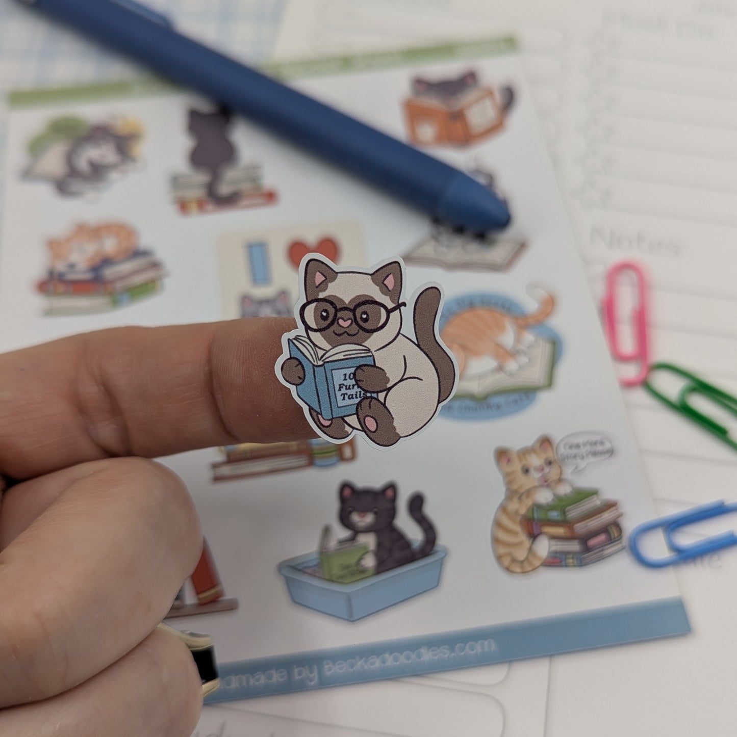Books and Cats Sticker Sheet