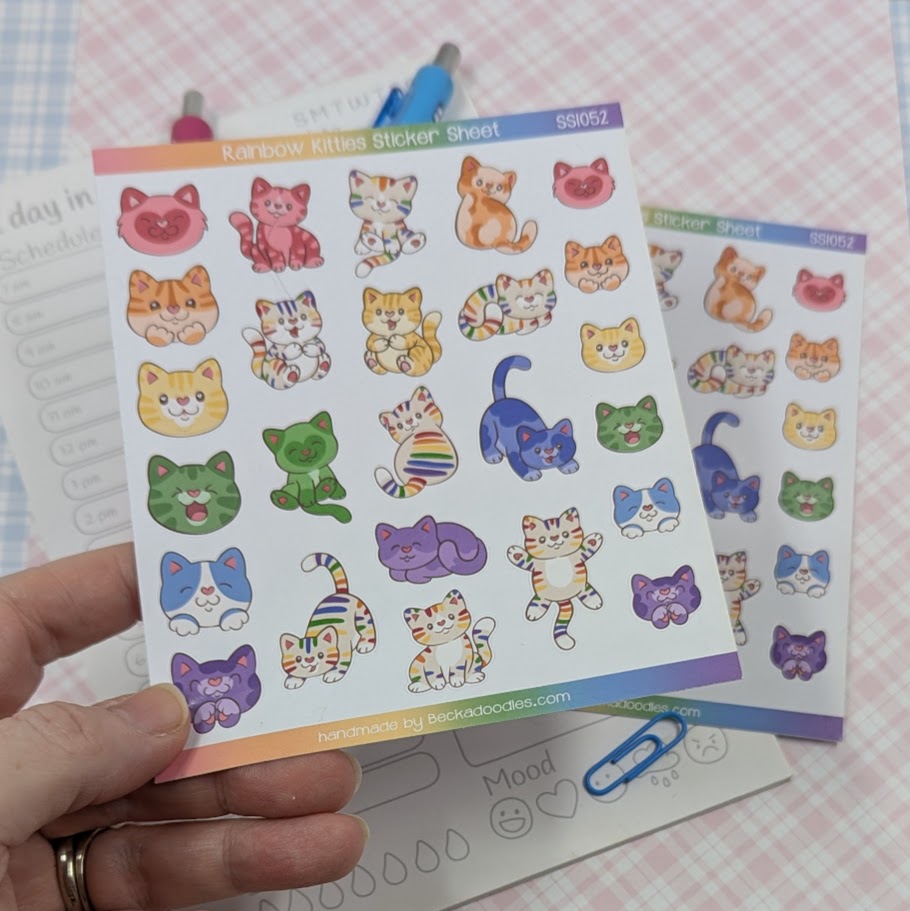 Rainbow Cats Sticker Sheet