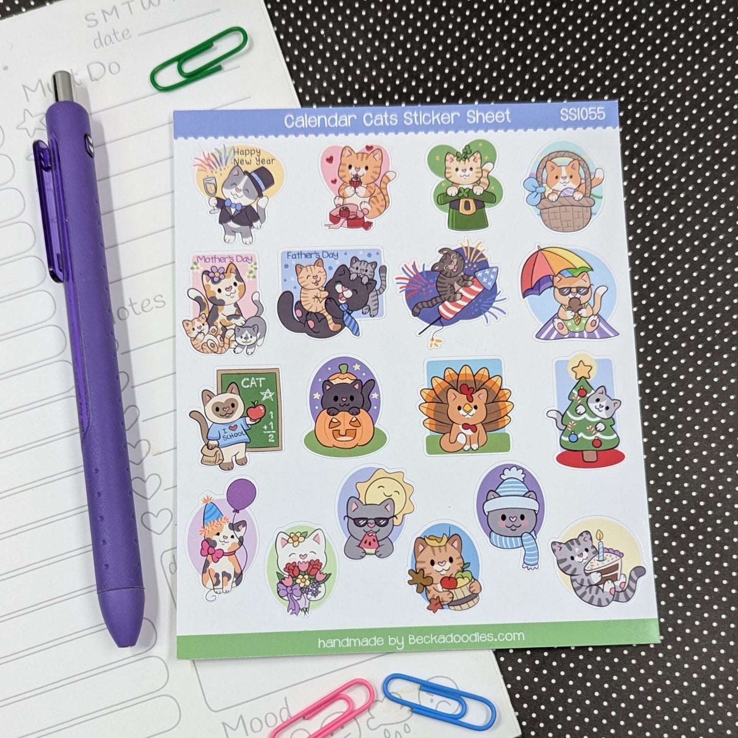 Calendar Cats Sticker Sheet