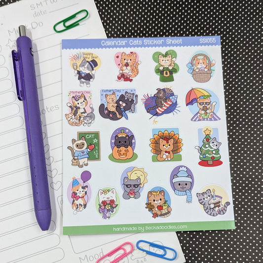 Calendar Cats Sticker Sheet