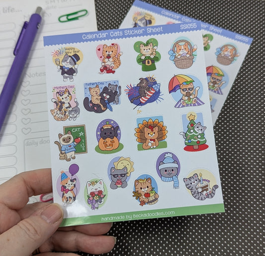 Calendar Cats Sticker Sheet