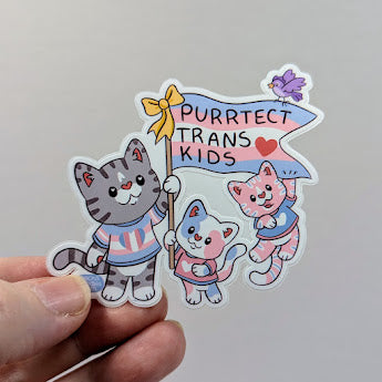 Purrtect Trans Kids Cat Stickers