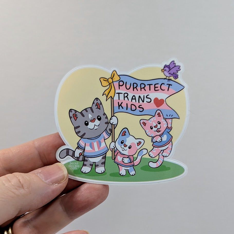 Purrtect Trans Kids Cat Stickers