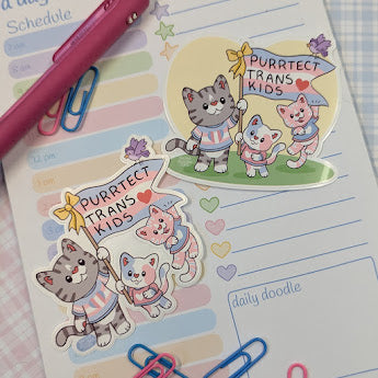 Purrtect Trans Kids Cat Stickers