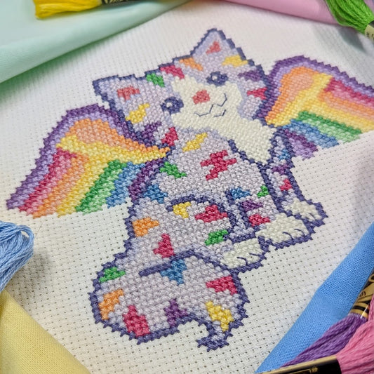 Rainbow Fairy Cat Cross Stitch Pattern