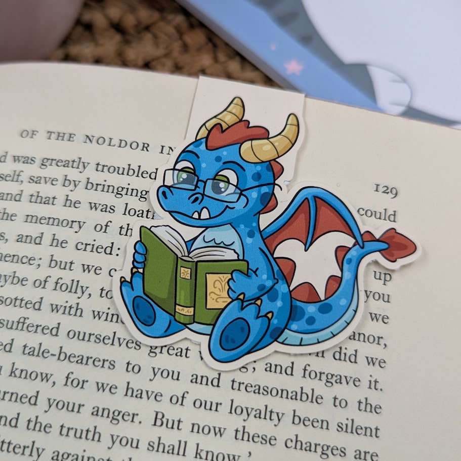 Book Reading Dragon Magnetic Bookmark
