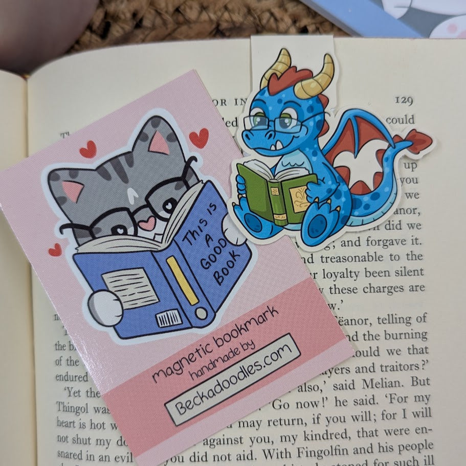 Book Reading Dragon Magnetic Bookmark