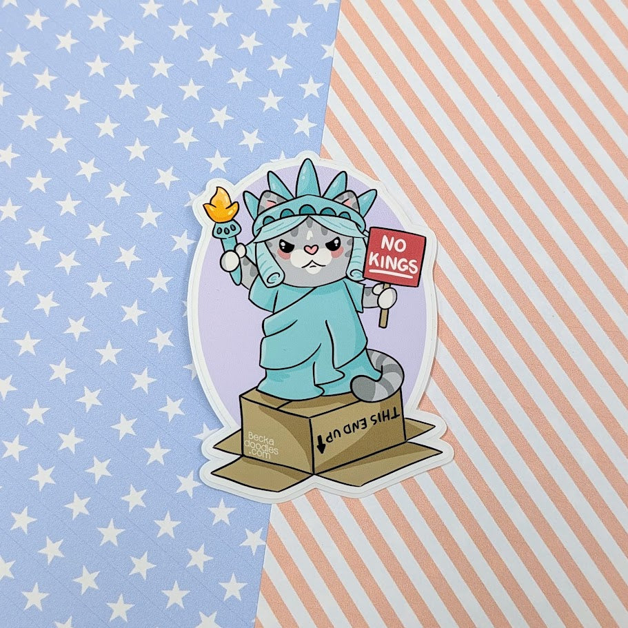 No Kings Statue of Liberty Cat Sticker