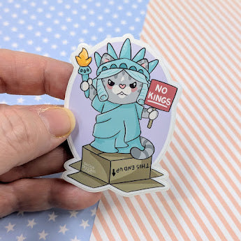 No Kings Statue of Liberty Cat Sticker