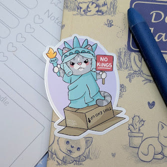 No Kings Statue of Liberty Cat Sticker