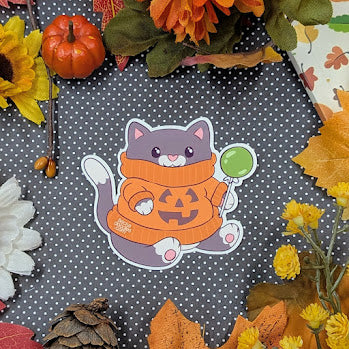 Pumpkin Sweater Cat Sticker